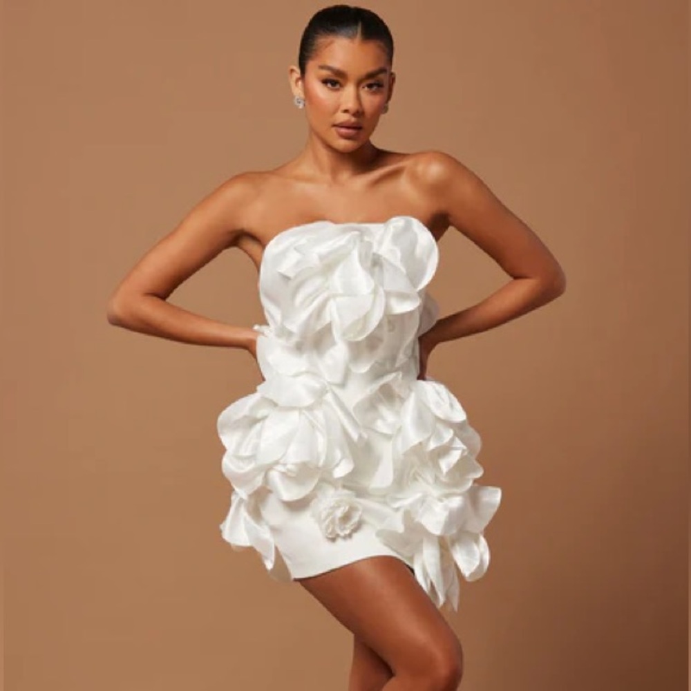 Fashion Nova Abbie Satin Mini Dress - White Women’s L